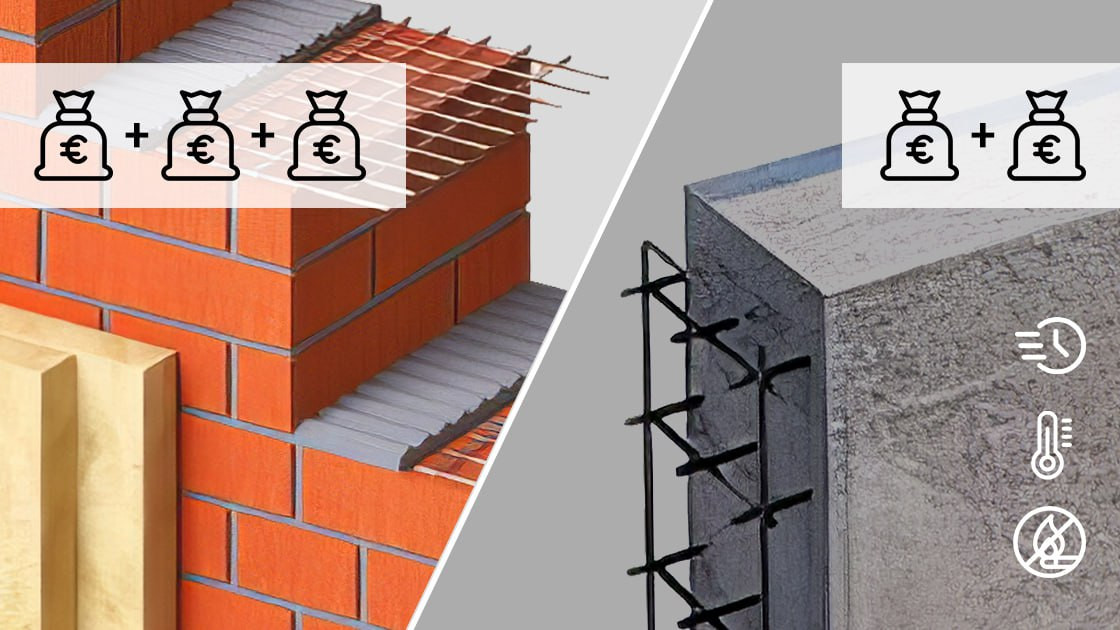 Construction of walls with foam concrete